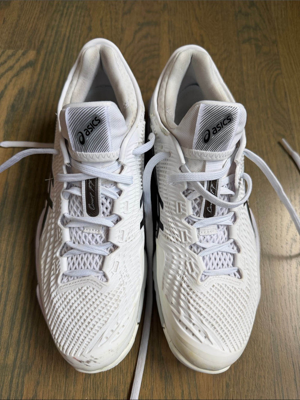 Asics White Athletic Tennis Shoes with Black Logo